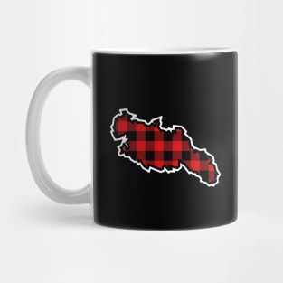 Lasqueti Island Silhouette in Red and Black Plaid - Simple Canadian Pattern - Lasqueti Island Mug